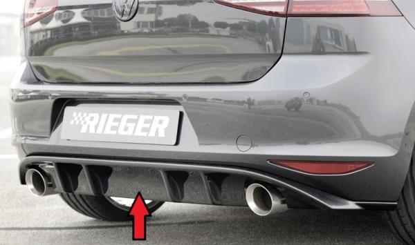 Rieger vložka zadného nárazíka -  VW Golf 7 , pre športové koncovky Ľavá strana + Pravá strana (100mm ø), plast ABS,Čierny lesk, 
vrátane-montážne vybavenie, Certifikát
