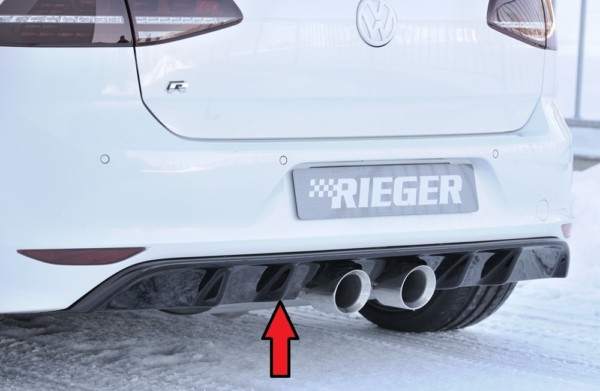 Rieger vložka zadného nárazíka -  VW Golf 7 R , pre dvojité koncovky, (2x100mm ø), plast ABS,Čierny lesk, 
vrátane-montážne vybavenie, Certifikát