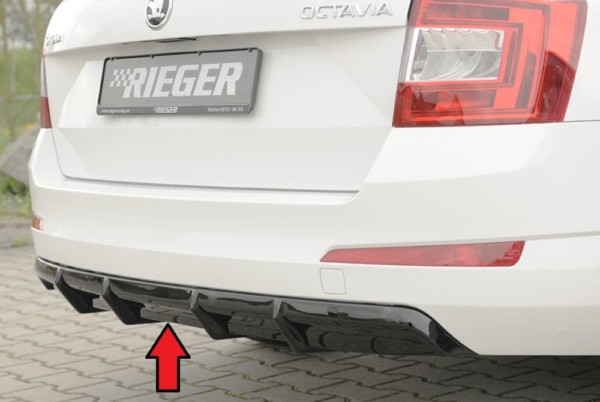 Rieger vložka zadného nárazíka -  Skoda Octavia (5E) , plast ABS,Čierny lesk, Pre vozidlá bez parkovacích senzorov (pdc),s tažným, bez tažného, 
vrátane-montážne vybavenie, Certifikát
