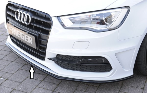 Rieger  spoiler predneho nárazníka -  Audi A3 (8V) , , pre original  nárazník, plast ABS,Čierny lesk, Pre vozidlá s S-Line exterier, 
vrátane-montážne vybavenie,