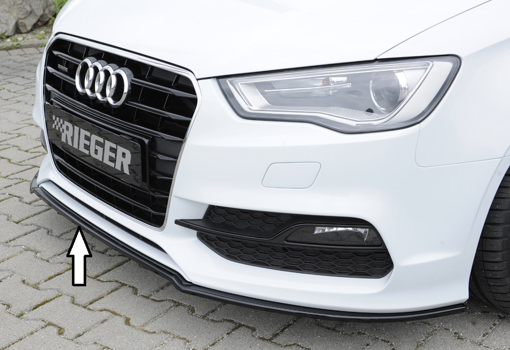 Rieger spoiler predneho nárazníka - Audi A3 (8V) , , pre original nárazník, plast ABS,Čierny lesk, Pre vozidlá s S-Line exterier,
vrátane-montážne vybavenie,
