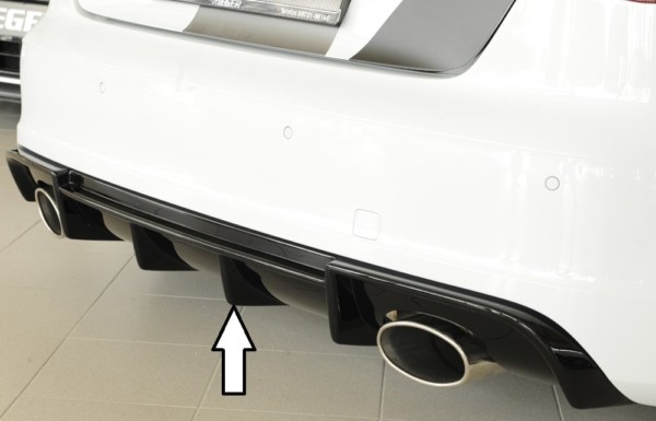 Rieger vložka zadného nárazíka -  Audi A3 (8V) , pre športové koncovky Ľavá strana + Pravá strana (152x95mm oval), plast ABS,Čierny lesk, Pre vozidlá s S-Line exterier, 
vrátane-montážne vybavenie, Certifikát