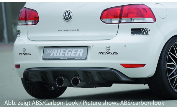 Rieger vložka zadného nárazíka -  VW Golf 6 , pre dvojité koncovky, plast ABS,Čierny lesk, 
vrátane-montážne vybavenie, Certifikát