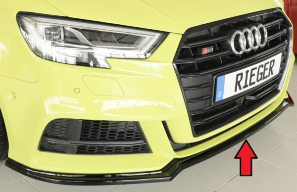 Rieger  splitter -  Audi A3 (8V) , pre original  nárazník, plast ABS,Čierny lesk, Pre vozidlá s S-Line exterier, 
vrátane-montážne vybavenie,