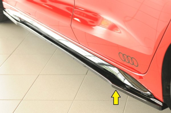 Rieger  bočné difúzory prahov -  Audi A3 (GY) , Ľavá strana, pre originál prahy, plast ABS,Čierny lesk, Pre vozidlá s S-Line exterier, 
vrátane-montážne vybavenie, Certifikát