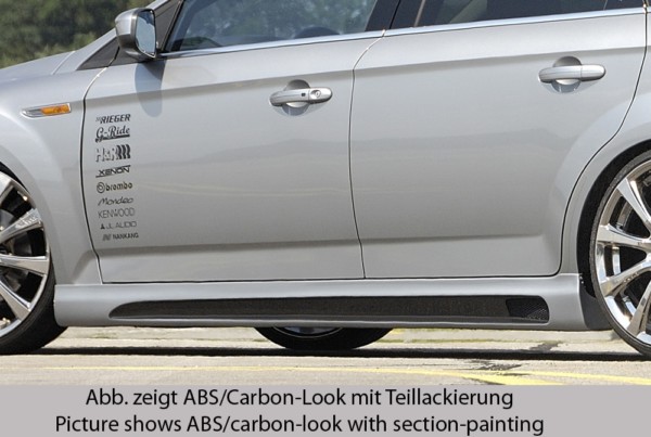 Rieger  nádstavce prahov -  pred Mondeo (BA7) , Ľavá strana, s cutout, s opening, plast ABS, carbon-look, 
vrátane-montážne vybavenie, hliniková mriežka, Certifikát