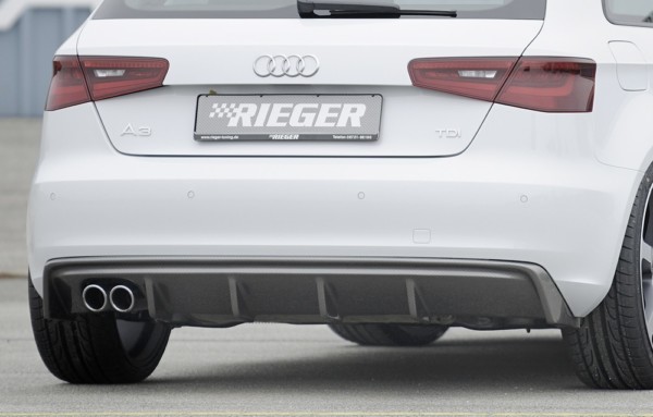 Rieger vložka zadného nárazíka -  Audi A3 (8V) , pre dvojité koncovky Ľavá strana , plast ABS, carbon-look, Pre vozidlá bez S-Line exterier, 
vrátane-montážne vybavenie, Certifikát