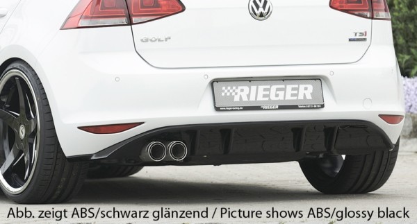 Rieger vložka zadného nárazíka -  VW Golf 7 , pre originál dvojité koncovky Ľavá strana, plast ABS, carbon-look, 
vrátane-montážne vybavenie, Certifikát