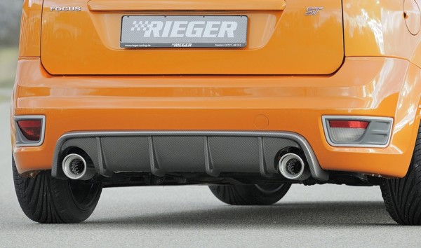 Rieger vložka zadného nárazíka -  pred Focus 2 ST , pre originál koncovky Ľavá strana + Pravá strana plast ABS, carbon-look, 
vrátane-montážne vybavenie, Certifikát