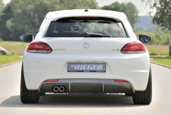 Rieger vložka zadného nárazíka -  VW Scirocco 3 (13) , pre originál dvojité koncovky Ľavá strana, plast ABS, carbon-look, Pre vozidlá s R-Line exterier, 
vrátane-montážne vybavenie, Certifikát