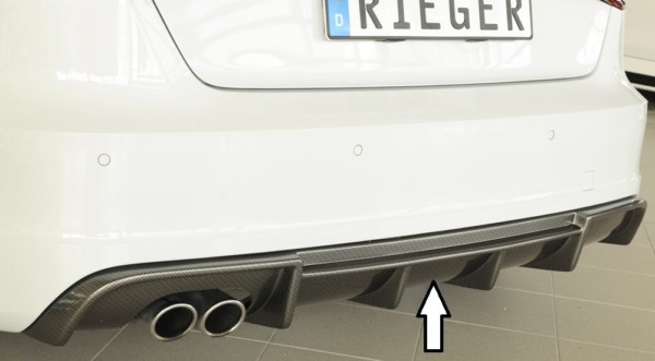 Rieger vložka zadného nárazíka -  Audi A3 (8V) , pre dvojité koncovky Ľavá strana , plast ABS, carbon-look, Pre vozidlá s S-Line exterier, 
vrátane-montážne vybavenie, Certifikát