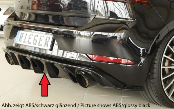 Rieger vložka zadného nárazíka -  VW Golf 7 GTI , pre originál koncovky Ľavá strana + Pravá strana plast ABS, carbon-look, vrátane-montážne vybavenie, Certifikát