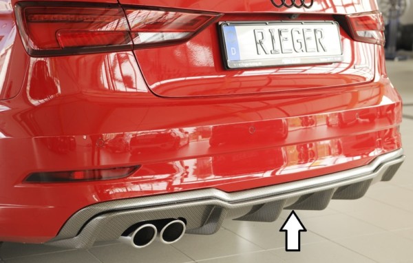Rieger vložka zadného nárazíka -  Audi A3 (8V) , pre dvojité koncovky Ľavá strana , plast ABS, carbon-look, Pre vozidlá s S-Line exterier, 
vrátane-montážne vybavenie, Certifikát