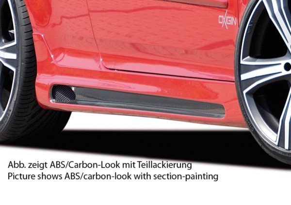 Rieger  nádstavce prahov -  VW Golf 5 , Ľavá strana, s priehlbinou, s otvorom,, plast ABS, carbon-look, 
vrátane- hliniková mriežka, Certifikát,montážne vybavenie