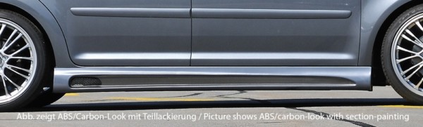 Rieger  nádstavce prahov -  VW Touran (1T) , Ľavá strana, s priehlbinou, s otvorom,, plast ABS, carbon-look, 
vrátane- hliniková mriežka,montážne vybavenie, Certifikát
