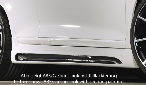 Rieger  nádstavce prahov -  VW Scirocco 3 (13) , Ľavá strana, s priehlbinou, s otvorom,, plast ABS, carbon-look, 
vrátane-montážne vybavenie, hliniková mriežka, Certifikát
