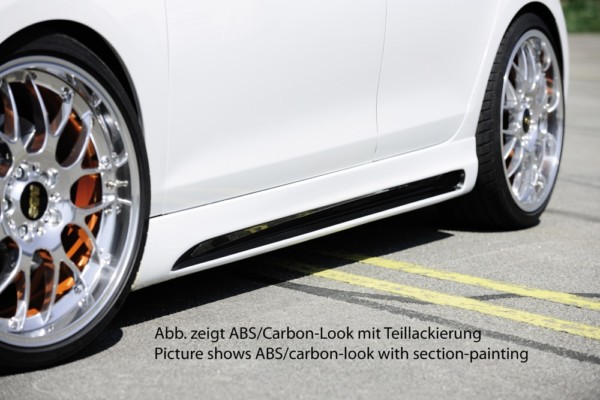 Rieger  nádstavce prahov -  VW Golf 6 , Pravá strana s priehlbinou, s otvorom,, plast ABS, carbon-look, 
vrátane-montážne vybavenie, hliniková mriežka, Certifikát