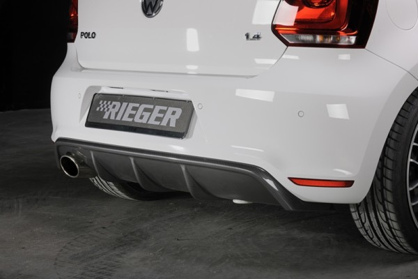 Rieger vložka zadného nárazíka -  VW Polo 6 GTI (6R) , pre dvojité koncovky Ľavá strana , plast ABS, carbon-look, 
vrátane-montážne vybavenie, Certifikát