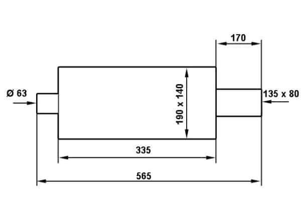 Zadný tlmič výfuku TurboWorks  80x135mm vstup  63,5mm – Obrázok 4