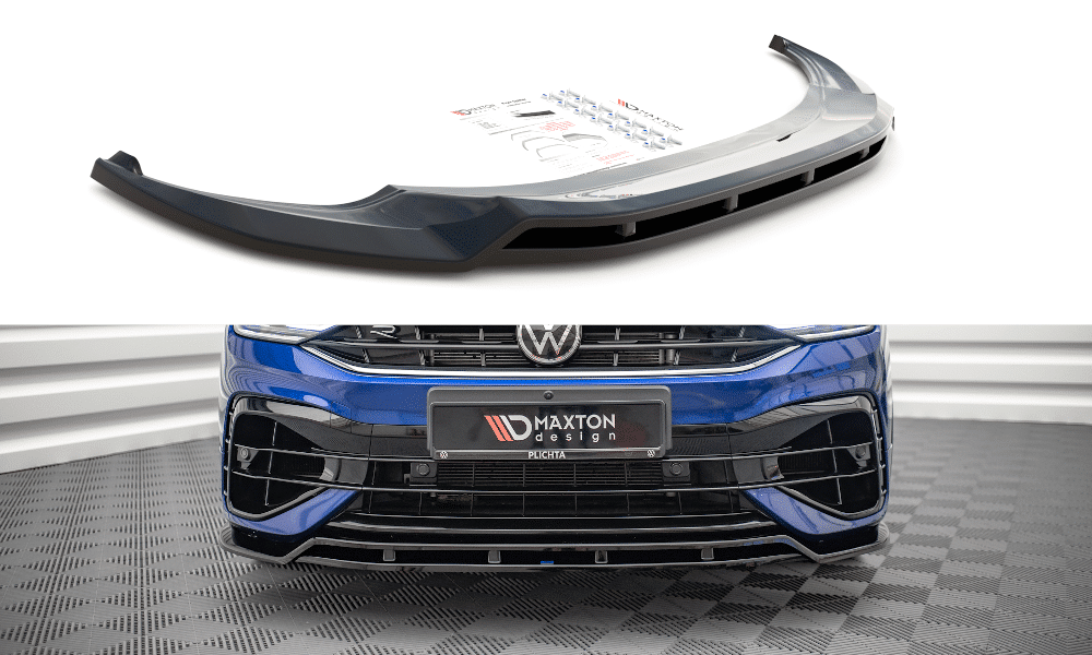 MAXTON DESIGN -Spoiler pod predný náraznik V.1, VOLKSWAGEN TIGUAN R MK2 Facelift, Čierny lesk