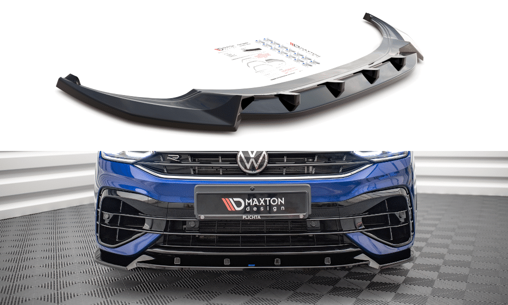 MAXTON DESIGN -Spoiler pod predný náraznik V.2, VOLKSWAGEN TIGUAN R MK2 Facelift,Čierny lesk