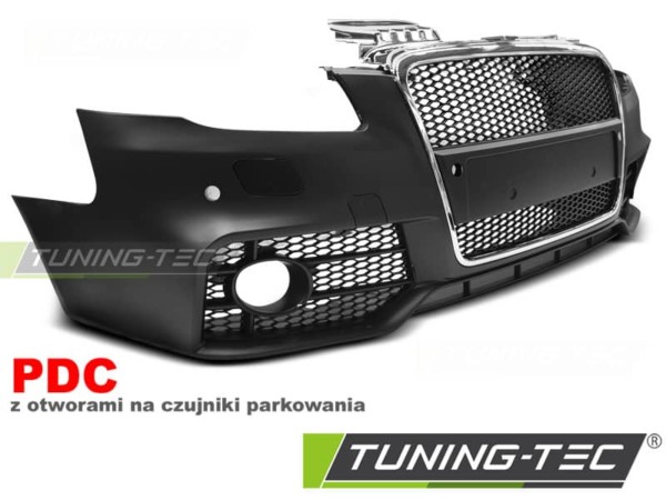 Predný nárazník SPORT CHROME BLACK PDC pre  AUDI A4 04-08