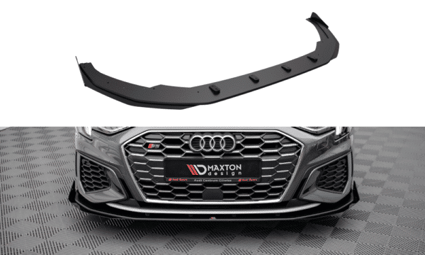 MAXTON DESIGN -Spoiler pod predný náraznik + Čierne lesklé splitre , AUDI S3 / A3 S-LINE 8Y