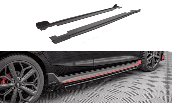 MAXTON DESIGN -Lišty pod bočné prahy + Čierne lesklé splitre , HYUNDAI I20 N MK3