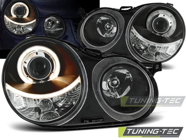 Predné svetlá ANGEL EYES Čierne pre  VW POLO 9N 11.01-04.05