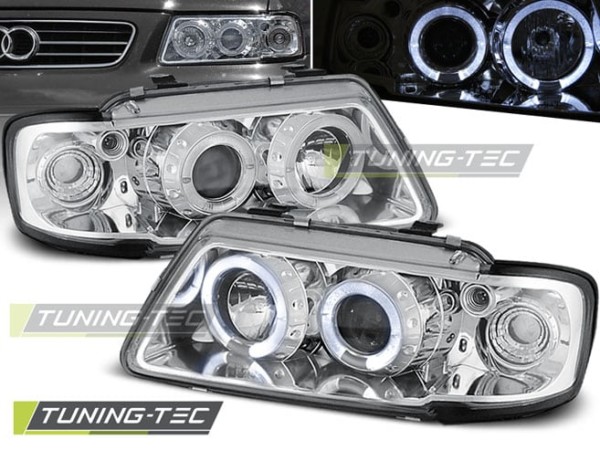 Predné svetlá ANGEL EYES Chróm pre  AUDI A3 8L 08.96-08.00