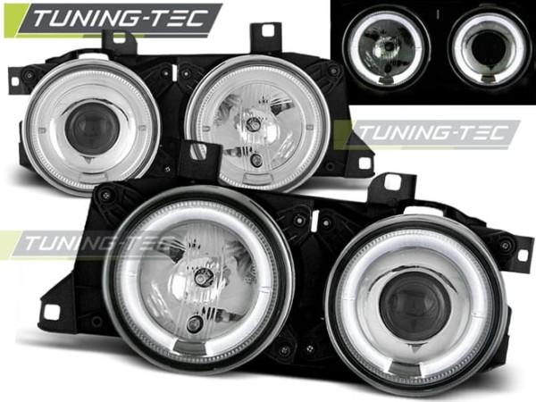 Predné svetlá ANGEL EYES Chróm pre  BMW E32/E3