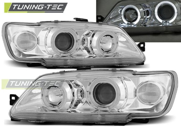Predné svetlá PEUGEOT 306 02.93-04.97 ANGEL EYES Chróm