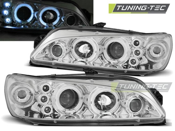 Predné svetlá PEUGEOT 306 05.97-03.01 ANGEL EYES Chróm