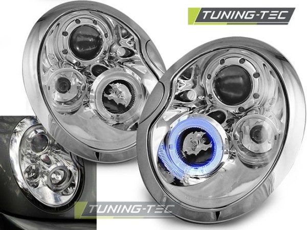 Predné svetlá ANGEL EYES Chróm pre  BMW MINI (COOPER) 01-04