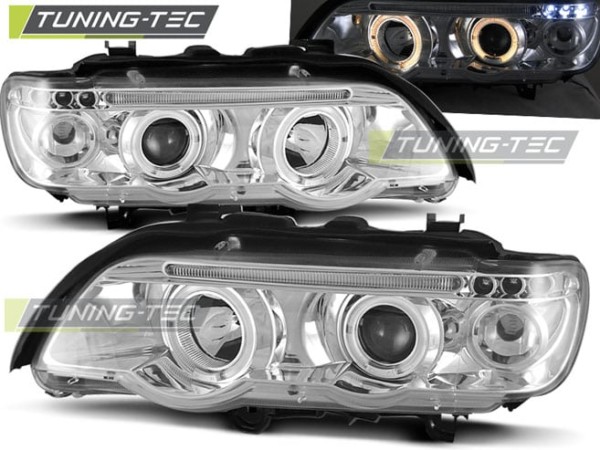 Predné svetlá ANGEL EYES Chróm pre  BMW X5 E53 09.99-10.03