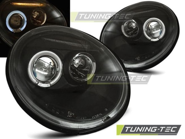 Predné svetlá ANGEL EYES Čierne pre  VW NEW BEETLE 10.98-05.05