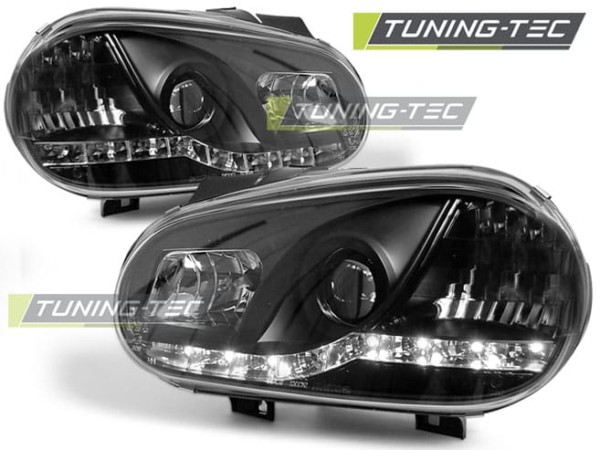 Predné svetlá -Denné svietenie Čierne pre  VW GOLF 4 09.97-09.03