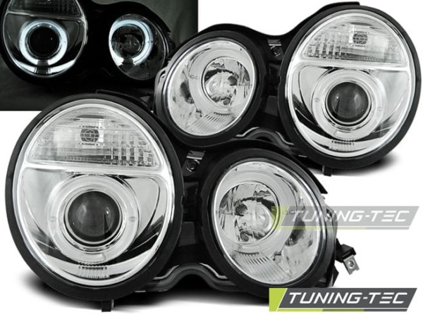Predné svetlá ANGEL EYES Chróm pre  MERCEDES W210 E-KLASA 95-05.99