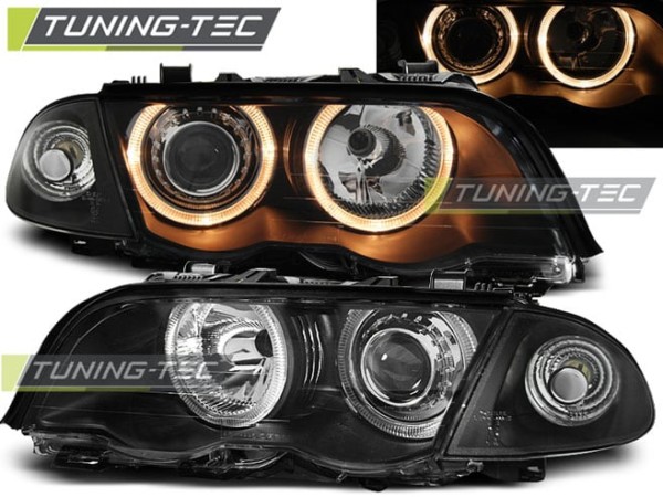 Predné svetlá ANGEL EYES Čierne pre  BMW E46 05.98-08.01 S/T
