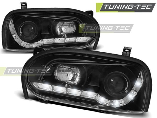 Predné svetlá -Denné svietenie Čierne pre  VW GOLF 3 09.91-08.97