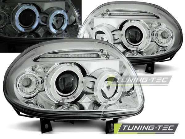 Predné svetlá RENAULT CLIO II 09.98-05.01 ANGEL EYES Chróm