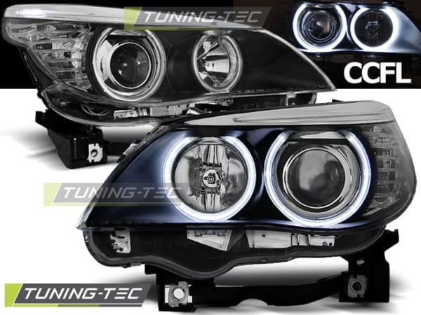 Predné svetlá ANGEL EYES CCFL Čierne pre  BMW E60/E61 03-07