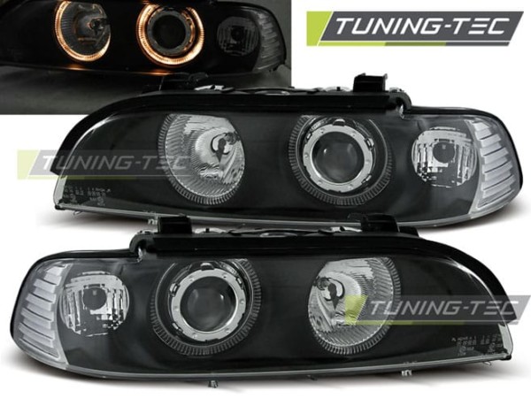 Predné svetlá ANGEL EYES Čierne pre  BMW E39 09.95-06.03