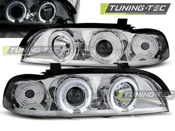 Predné svetlá ANGEL EYES Chróm pre  BMW E39 09.95-05.03