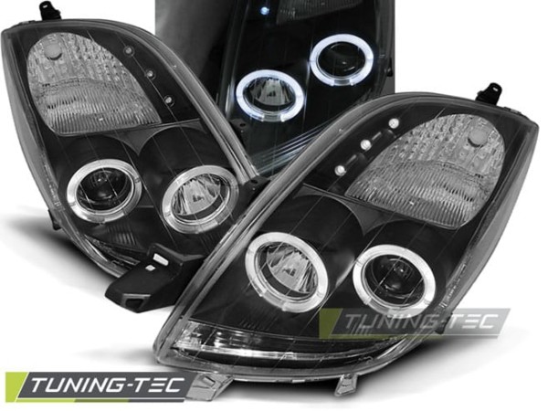Predné svetlá TOYOTA YARIS 06-09 ANGEL EYES Čierne