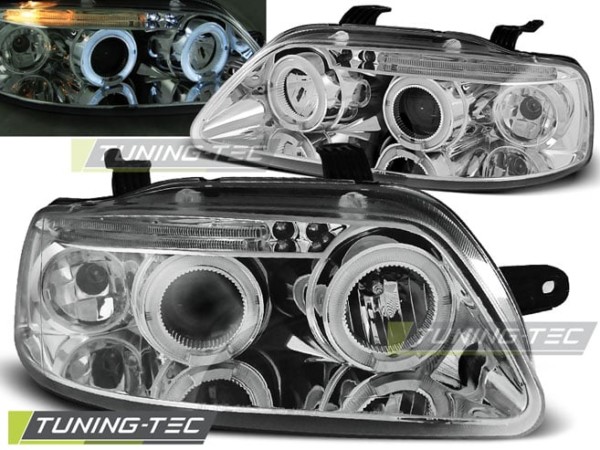Predné svetlá CHEVROLET AVEO 03-06 ANGEL EYES Chróm