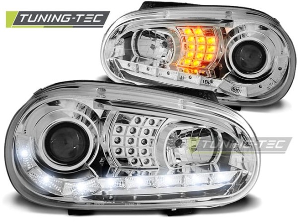 Predné svetlá -Denné svietenie Chróm pre  VW GOLF 4 09.97-09.03