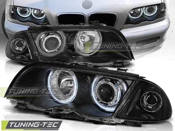 Predné svetlá ANGEL EYES CCFL Čierne pre  BMW E46 05.98-08.01 S/T