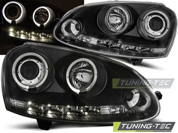 Predné svetlá ANGEL EYES Čierne pre  VW GOLF 5 10.03-09