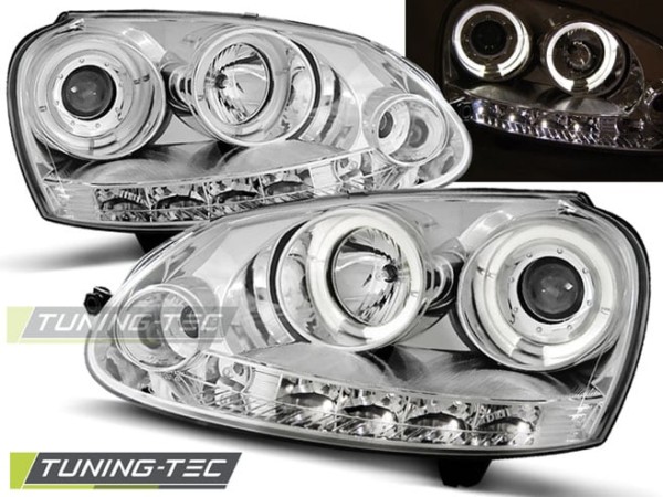 Predné svetlá ANGEL EYES Chróm pre  VW GOLF 5 10.03-09
